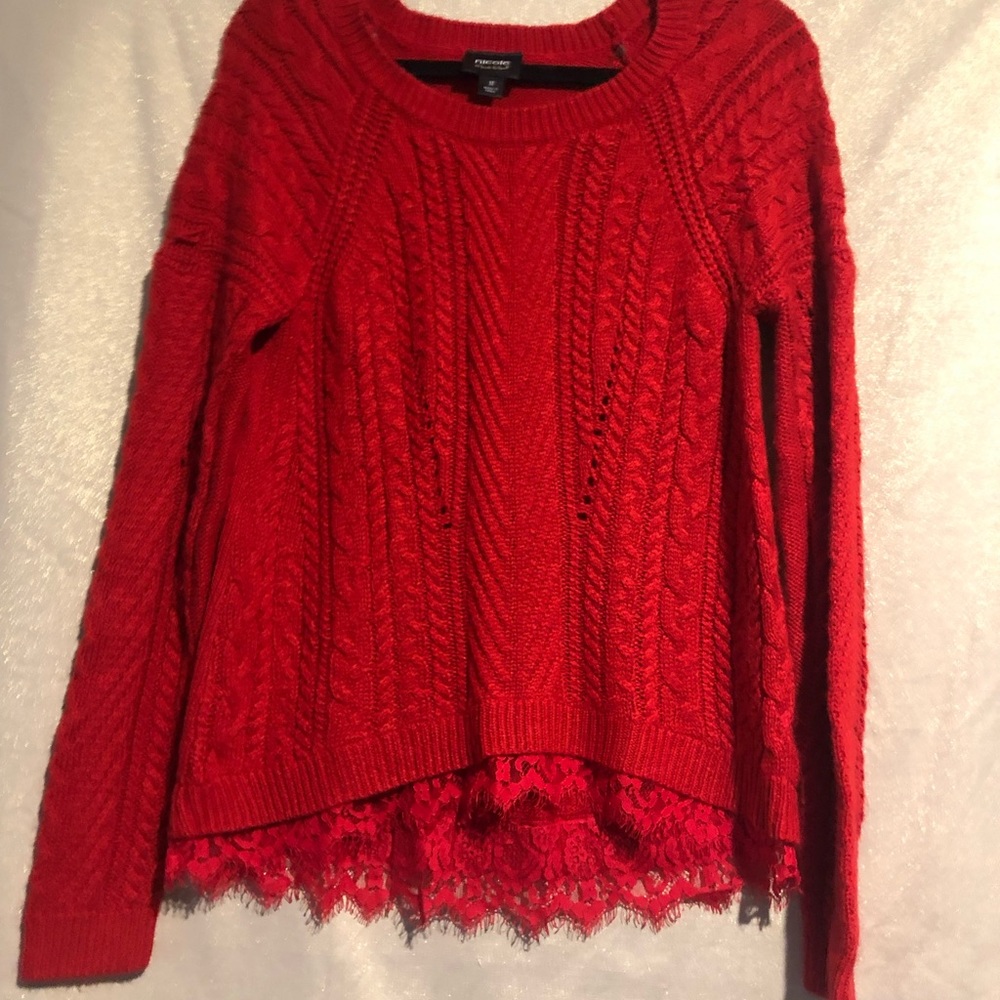 Red lace bottomed sweater
